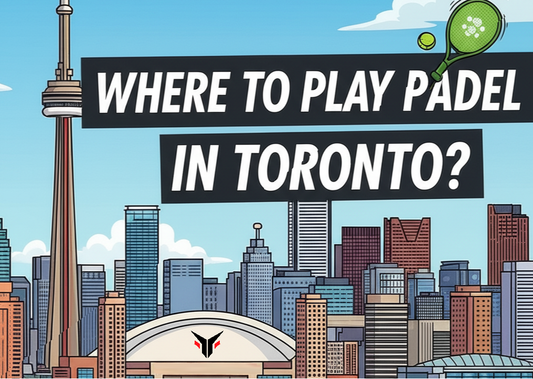 Text shows "Where to Play Padel in Toronto" for a guide on where to play Padel in the Greater Toronto Area by Padel Wolf Pro, a Canadian Padel Racket Company